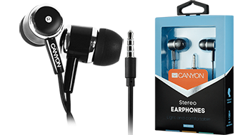 CANYON CNE-CEPM01B Stereo earphone with microphone, 1.2m flat cable, BLACK